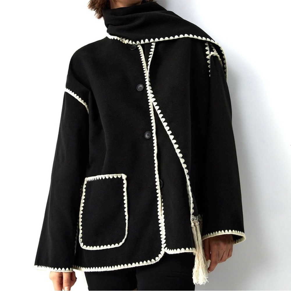Commense Contrast Trim Jacket (just the jacket, no‎ scarf) - Size L